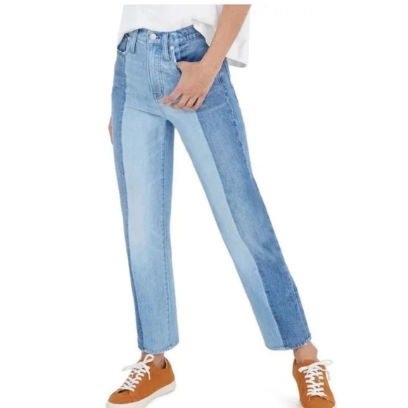 Madewell Classic Straight Two-Tone Denim Blue Jeans Sz 27 - Picture 1 of 14